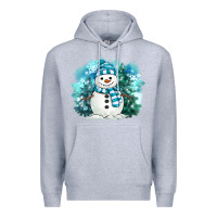 Heather Grey winter snowman Premium Hoodie - MaliasSmallBusiness