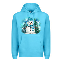 Ocean Blue winter snowman Premium Hoodie - MaliasSmallBusiness