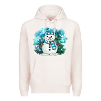Pale Pink winter snowman Premium Hoodie - MaliasSmallBusiness