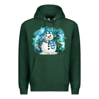 Sports Green winter snowman Premium Hoodie - MaliasSmallBusiness