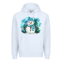 White winter snowman Premium Hoodie - MaliasSmallBusiness