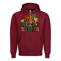Burgundy merry xmas with christmas Zipper Hoodie - AdoDesignShop