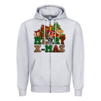 Heather Grey merry xmas with christmas Zipper Hoodie - AdoDesignShop