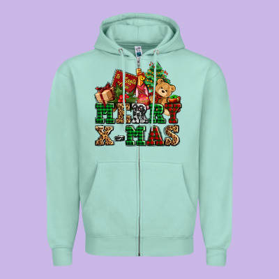 Merry Xmas With Christmas Zipper Hoodie Designed By Adodesignshop