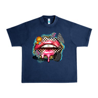 Navy race lips Urban Heavy Tee - Zillion Design Studio