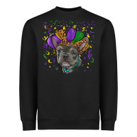 Black mardi gras french bulldog Heavyweight Sweatshirt - RanaPortraitStore