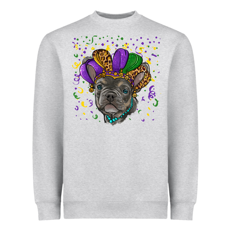 Mardi Gras French Bulldog Heavyweight Sweatshirt by RanaPortraitStore | Teevron