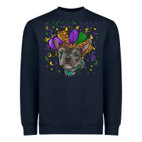 Navy mardi gras french bulldog Heavyweight Sweatshirt - RanaPortraitStore