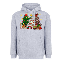 Heather Grey Cake Christmas trees Heavyweight Hoodie - NancyCooperArtShop