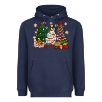 Navy Cake Christmas trees Heavyweight Hoodie - NancyCooperArtShop