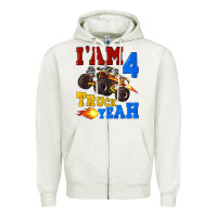 Oatmeal Heather i'am four truck yeah Zipper Hoodie - Artiststas