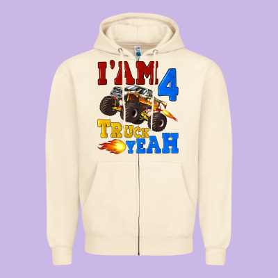 I'am Four Truck Yeah Zipper Hoodie Designed By Artiststas