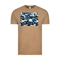 Vintage Coffee blue camouflage background Vintage Tee - BarkalooDesign