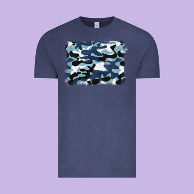 Blue Camouflage Background Vintage Tee Designed By Barkaloodesign