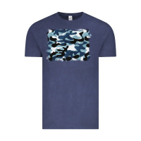 Vintage Denim blue camouflage background Vintage Tee - BarkalooDesign