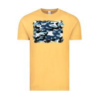 Vintage Mustard blue camouflage background Vintage Tee - BarkalooDesign
