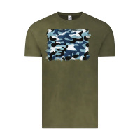 Vintage Olive blue camouflage background Vintage Tee - BarkalooDesign