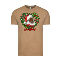 Vintage Coffee merry christmas african american santa with wreath Vintage Tee - RanaPortraitStore