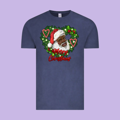 Merry Christmas African American Santa With Wreath Vintage Tee Designed By Ranaportraitstore