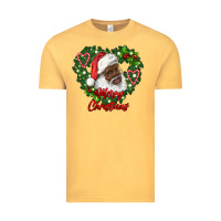 Vintage Mustard merry christmas african american santa with wreath Vintage Tee - RanaPortraitStore