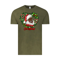 Vintage Olive merry christmas african american santa with wreath Vintage Tee - RanaPortraitStore