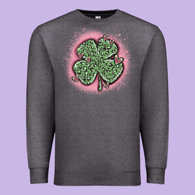 Leopard Shamrocks With Hearts Premium Sweatshirt Designed By Maliassmallbusiness