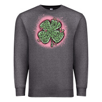 Charcoal Heather leopard shamrocks with hearts Premium Sweatshirt - MaliasSmallBusiness