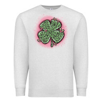 Oatmeal Heather leopard shamrocks with hearts Premium Sweatshirt - MaliasSmallBusiness