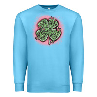 Ocean Blue leopard shamrocks with hearts Premium Sweatshirt - MaliasSmallBusiness