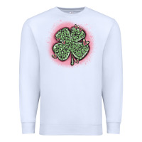 White leopard shamrocks with hearts Premium Sweatshirt - MaliasSmallBusiness