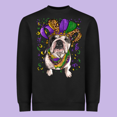 Heavyweight Sweatshirt Mardi gras hat  english bulldog