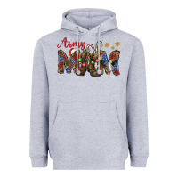 Heather Grey Christmas Army Mom Heavyweight Hoodie - NancyCooperArtShop