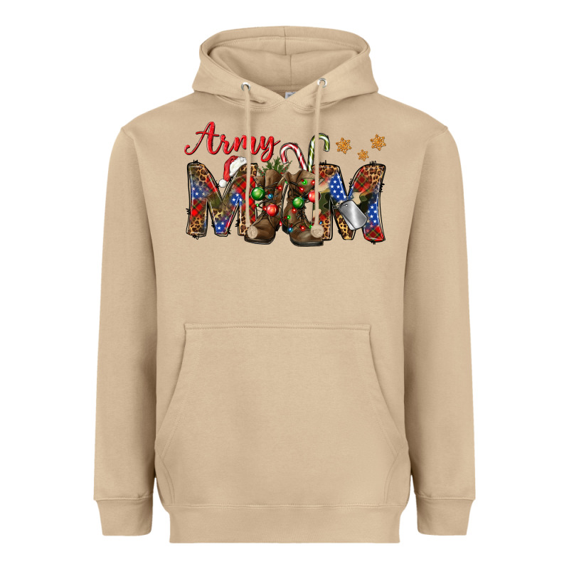 Christmas Army Mom Heavyweight Hoodie by NancyCooperArtShop | Teevron