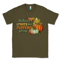 Army Green autumn leaves and pumpkins please Classic Tee - BundleAndBundleShop
