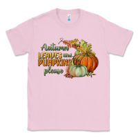 Bubblegum Pink autumn leaves and pumpkins please Classic Tee - BundleAndBundleShop