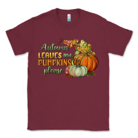 Burgundy autumn leaves and pumpkins please Classic Tee - BundleAndBundleShop