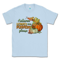 Dusty Blue autumn leaves and pumpkins please Classic Tee - BundleAndBundleShop