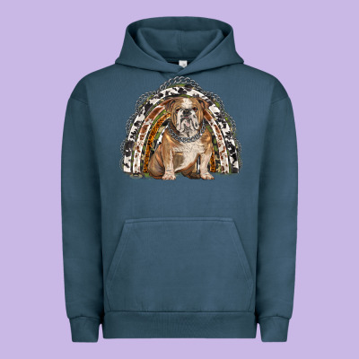 English Bulldog Rainbow Urban Hoodie Designed By Barkaloodesign