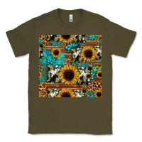 Army Green sunflower cowhide mom seamless pattern Classic Tee - HRA Design Shop