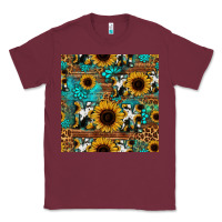 Burgundy sunflower cowhide mom seamless pattern Classic Tee - HRA Design Shop