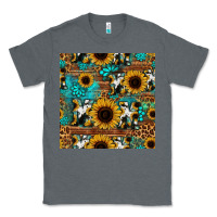 Charcoal Heather sunflower cowhide mom seamless pattern Classic Tee - HRA Design Shop