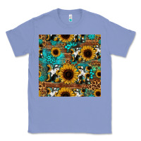 Colony Blue sunflower cowhide mom seamless pattern Classic Tee - HRA Design Shop