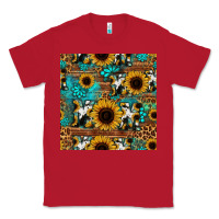 Red sunflower cowhide mom seamless pattern Classic Tee - HRA Design Shop