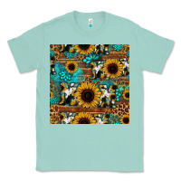Seafoam sunflower cowhide mom seamless pattern Classic Tee - HRA Design Shop