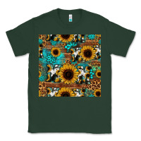 Sports Green sunflower cowhide mom seamless pattern Classic Tee - HRA Design Shop