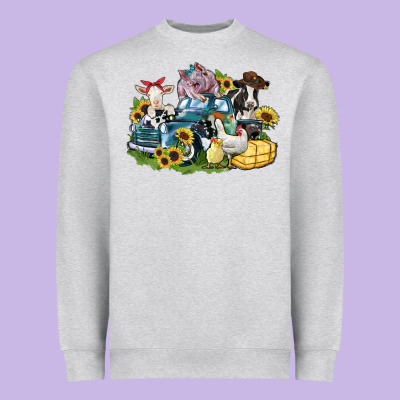 Farm Animals Truck Heavyweight Sweatshirt Designed By Zillion Design Studio
