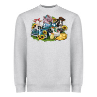 Heather Grey farm animals truck Heavyweight Sweatshirt - Zillion Design Studio