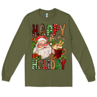 Army Green happy holiday santa claus christmas Long Sleeve Tee - FaDigitalArtStudio