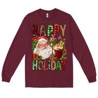 Burgundy happy holiday santa claus christmas Long Sleeve Tee - FaDigitalArtStudio