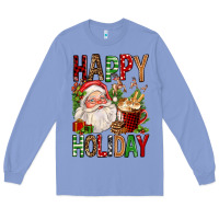 Colony Blue happy holiday santa claus christmas Long Sleeve Tee - FaDigitalArtStudio